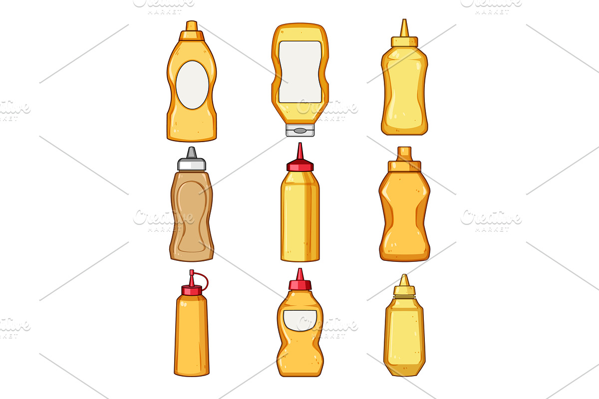 Collection of sauce bottles with, a Food Illustration by pikepicture