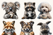 Animals with Coffee Clipart, an Animal Illustration by Design Scotch (Thumbnail 4 of 9)