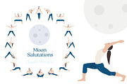 Moon Salutation vector illustrations, an Illustration by Sunnyfields (Thumbnail 1 of 2)