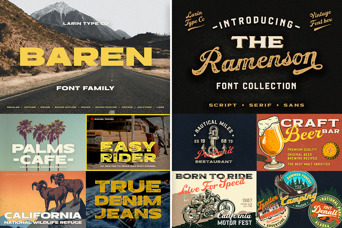Huge Vintage Font Bundle, a Script Font by Larin Type Co. (Photo 5 of 16)