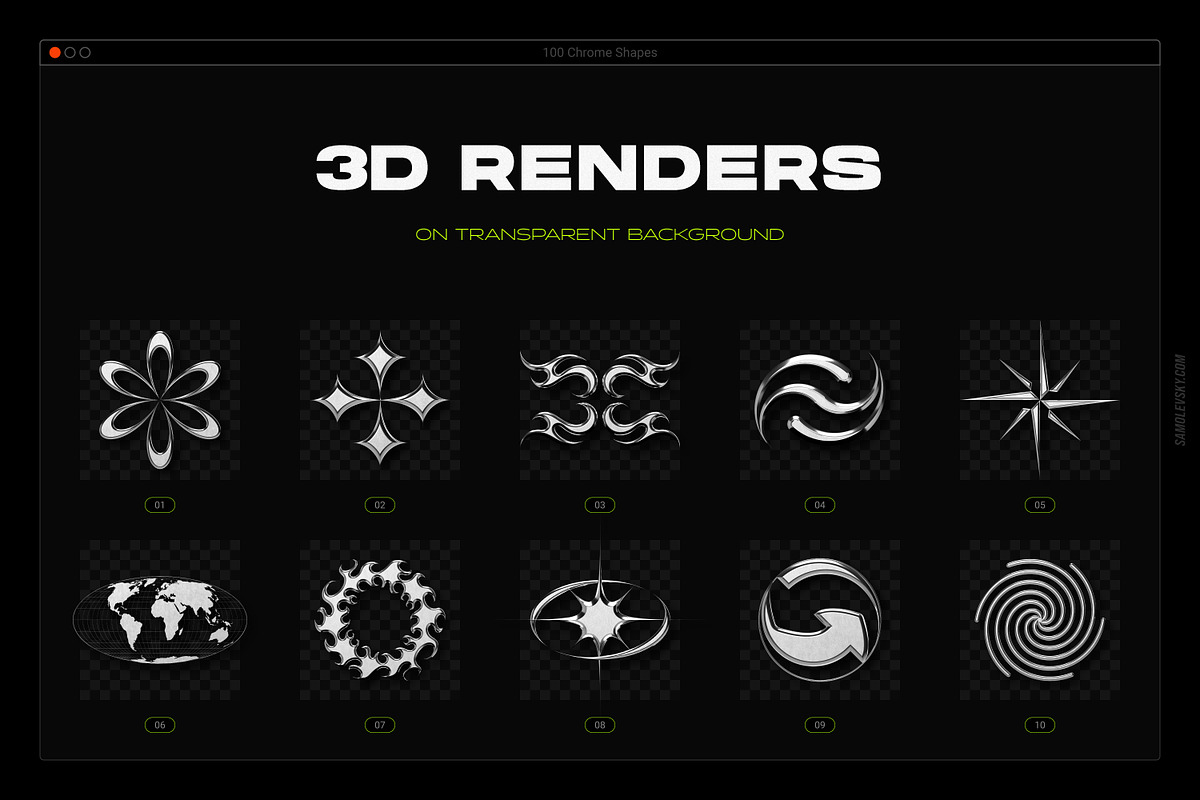 Acid & Chrome Abstract Shapes Bundle, an Object Graphic by Samolevsky (Photo 4 of 25)