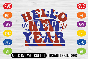 Hello New Year Retro Design