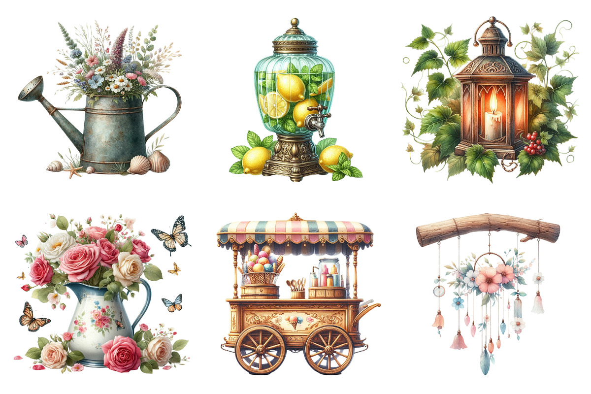 Vintage Summer Decorations Clipart, a Seasonal Illustration by DreamArtGraphic (Photo 4 of 4)