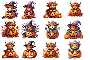 Halloween highland cow clipart, an Illustration by Designworld (Thumbnail 5 of 6)