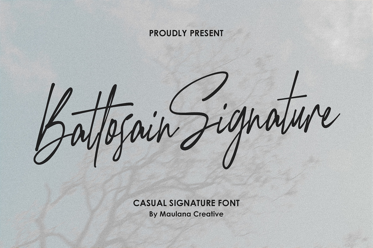 Battosain Signature Modern Script, a Script Font by Maulana Creative (Photo 1 of 7)