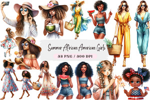 Summer African American Girls, a Seasonal Illustration by DreamArtGraphic