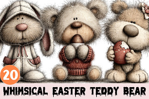 Whimsical Easter Teddy Bear Clipart, a Graphic by CitraGraphics