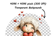 Whimsical Valentine Sheep Clipart, a Graphic by one-touch (Thumbnail 11 of 16)