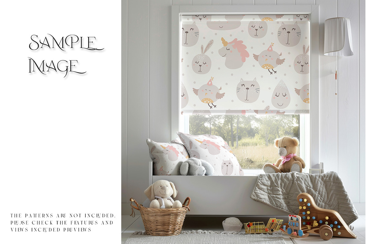 Nursery Roll Blinds & Pillow Mockups, a Household Mockup by mock-ups (Photo 9 of 14)