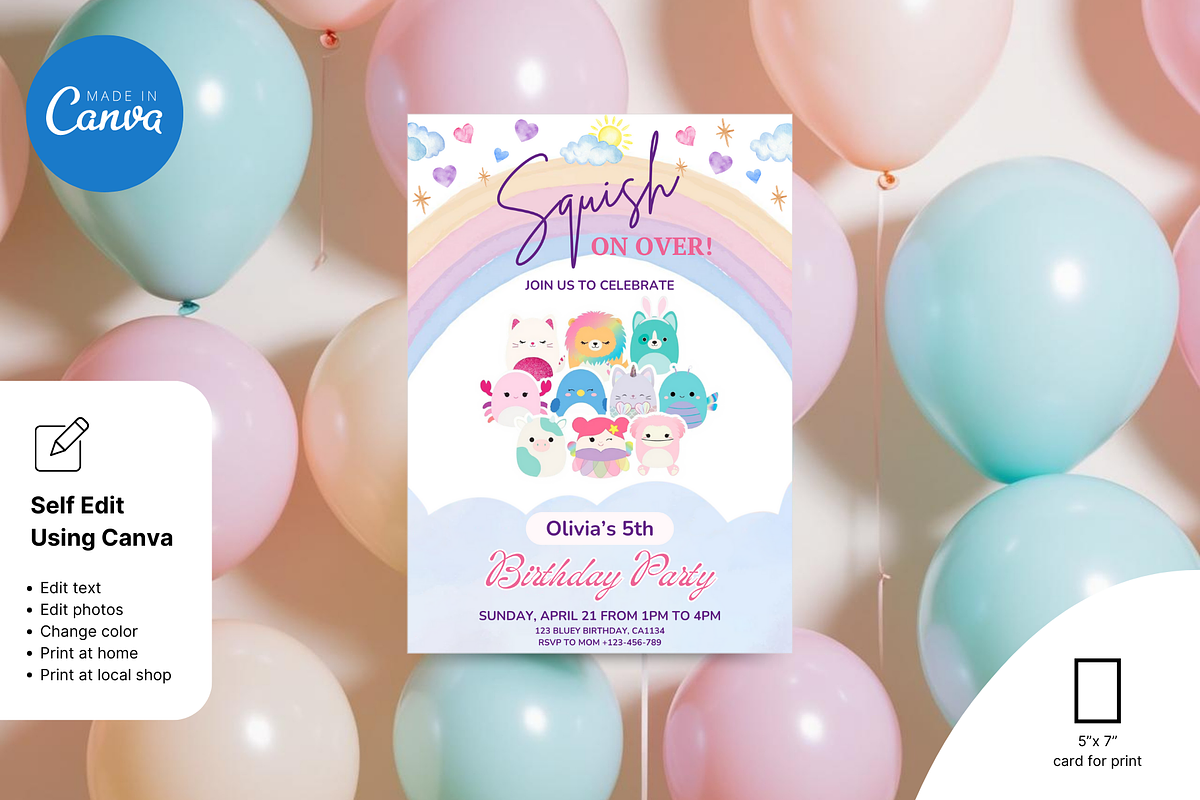 Squishmallow Birthday Invitation, an Invitation Template by Earth5168 (Photo 6 of 9)