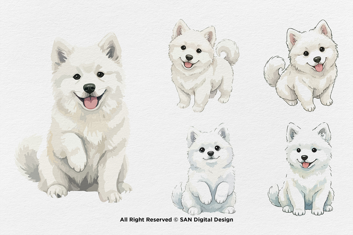 15 Bundle Watercolor White Puppy Dog, an Animal Illustration by Morspective (Photo 7 of 8)