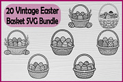 20 Vintage Easter Basket silhouette, a Decorative Illustration by Artivon (Thumbnail 1 of 4)