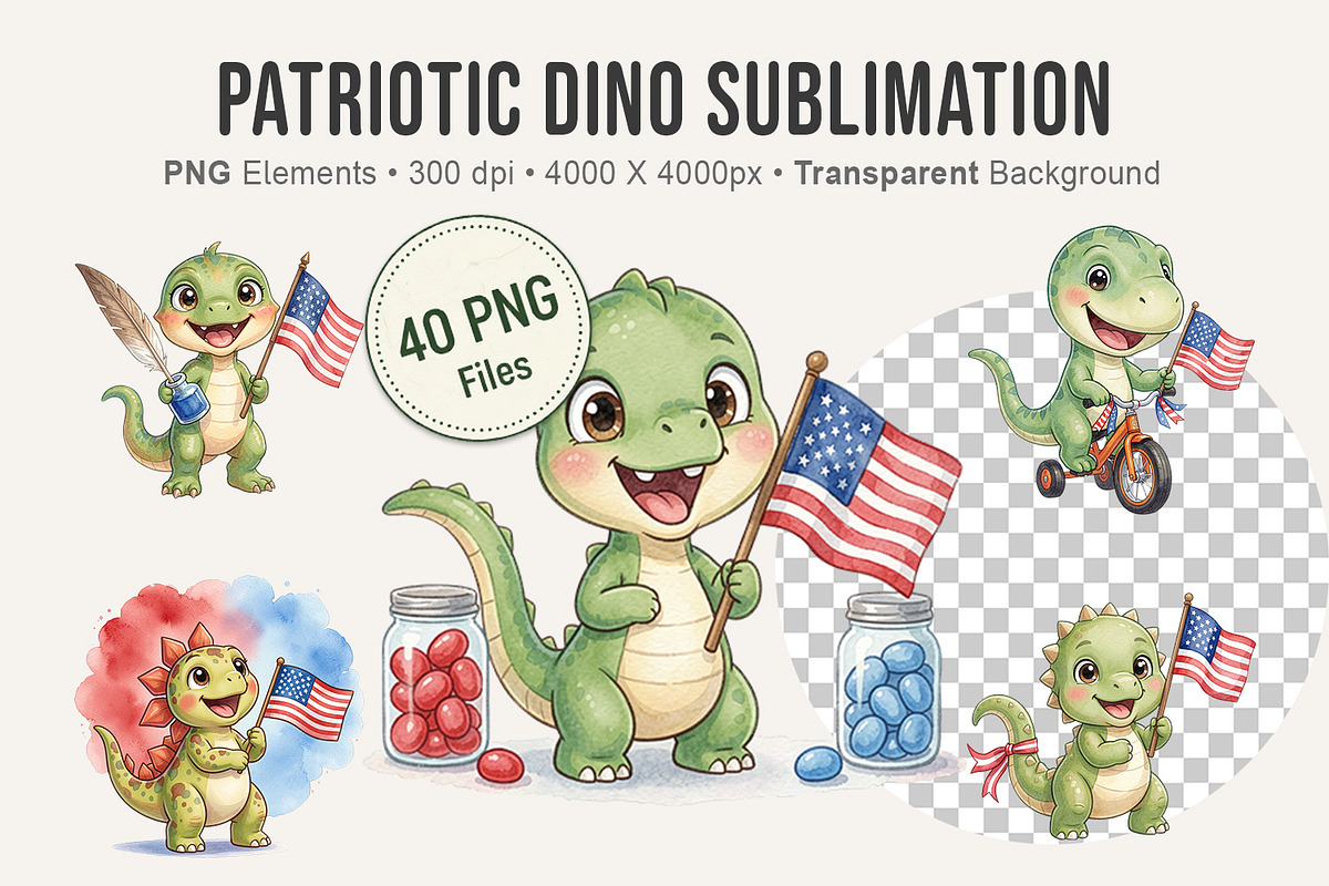 Patriotic Dino Sublimation, an Illustration by Artnoy (Photo 1 of 8)