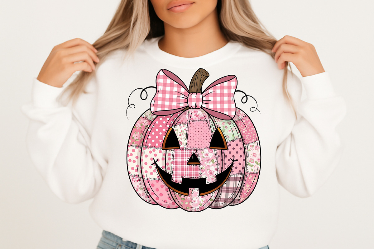 Pink Patchwork Jack O Lantern Pumpki, an Illustration by Libby Wishes (Photo 5 of 8)