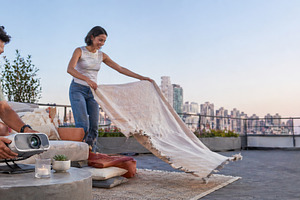 Outdoor rooftop setup for watching s, a Photo by Dvoevnore photos