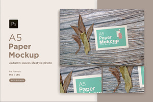 A5 Paper Mockups with autumn themes, a Print Template by shahsoft