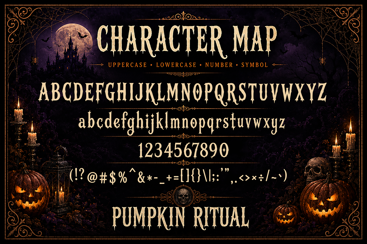 Pumpkin Ritual - Modern Halloween, a Blackletter Font by overlaytemplates (Photo 4 of 5)
