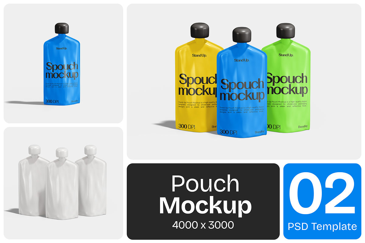 Glossy Stand-Up Pouch Mockup, a Packaging Mockup by Permadi Creative (Photo 1 of 3)