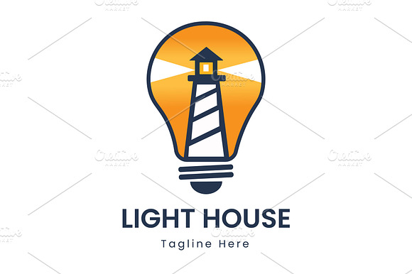 Lighthouse Light Bulb Idea Logo preview 2