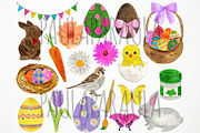 Watercolor Easter Clipart, Spring, an Object Graphic by Paulaparaula (Thumbnail 2 of 3)