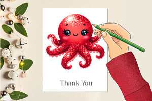 Cute Octopus Watercolor Clipart