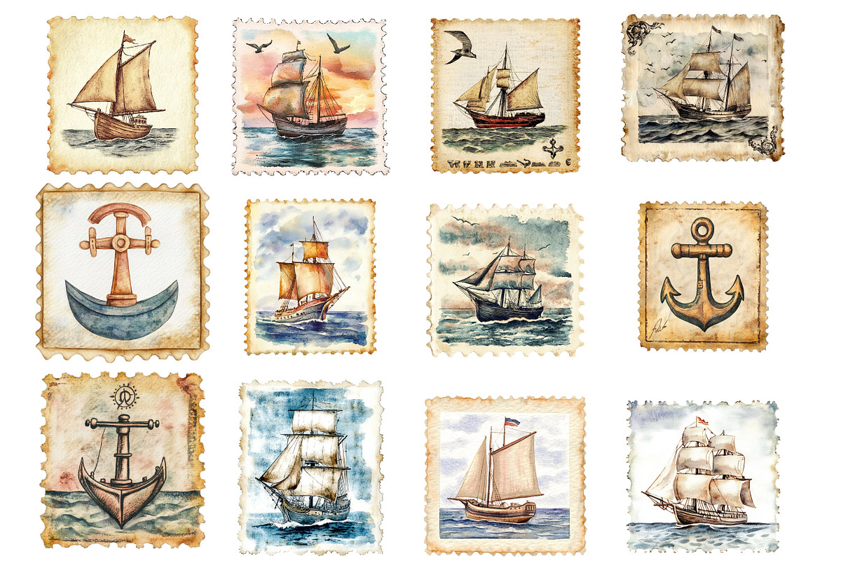 Nautical Vintage Stamp Sublimation, an Illustration by SinaCreation (Photo 2 of 5)