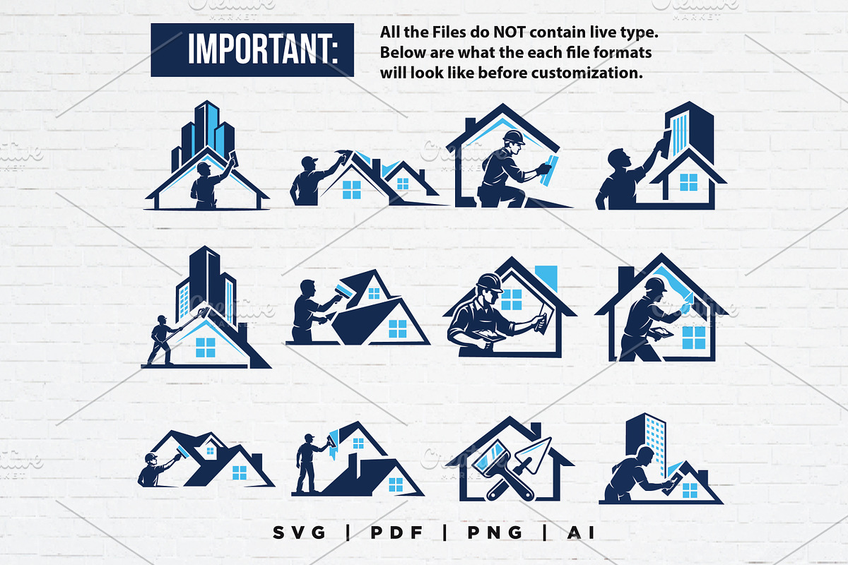 12 Drywall Plastering Logo Bundle, a Branding & Logo Template by Guavanaboy (Photo 2 of 3)