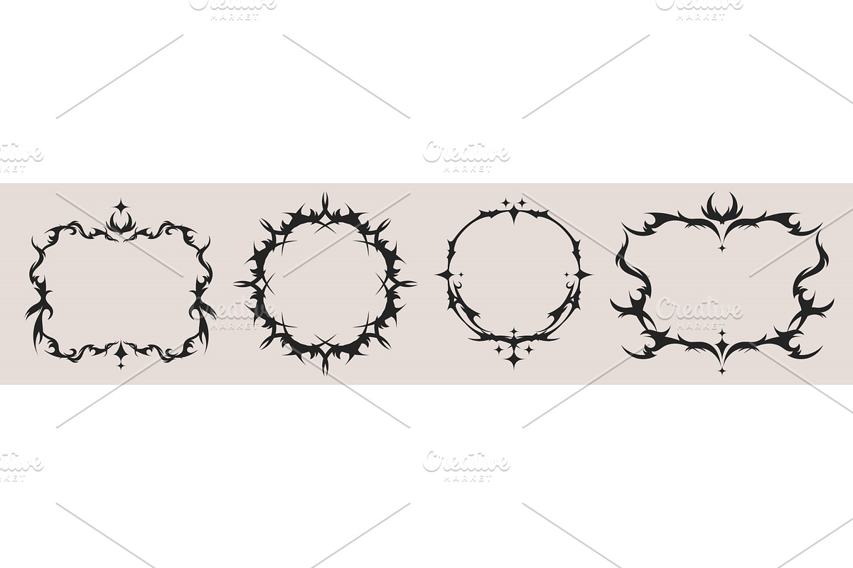 Tribal tattoo frames set isolated on, an Object Illustration by art PVP - market