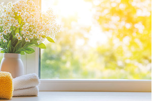 Sunlit flowers and Spring cleaning, an Architecture Photo by Lermont51