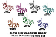 Rainbow & Glitter Carousel Horse PNG, an Illustration by AlexandHer Digital Art (Thumbnail 3 of 8)