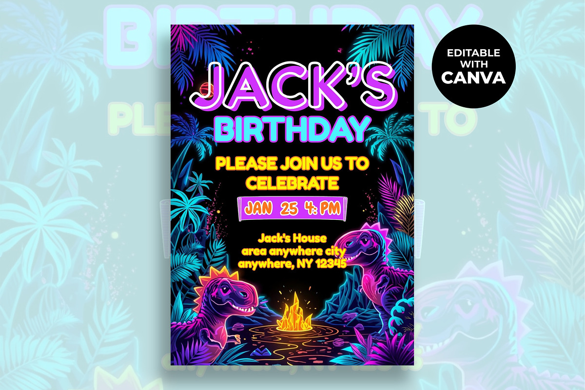 Dinosaur Birthday Invitation, an Invitation Template by M9 Design (Photo 1 of 4)