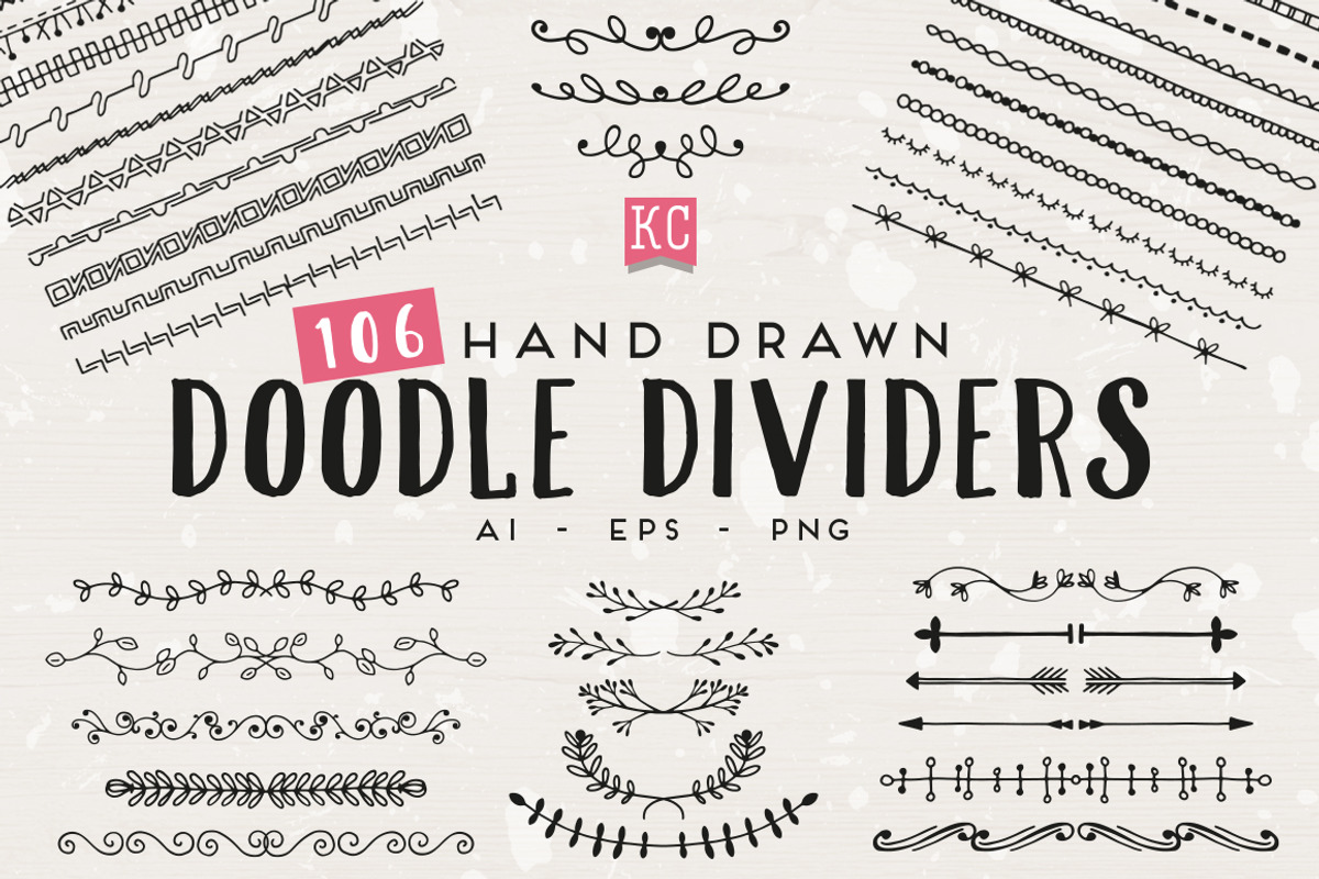 Hand Drawn Doodle Dividers, an Illustration by Katy Clemmans (Photo 1 of 7)