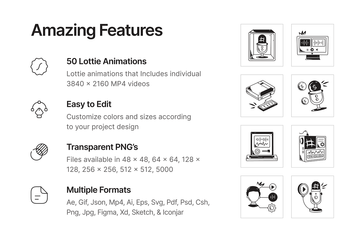 Animated Podcast Icons, a Solid Icon by Prosymbols (Photo 2 of 7)