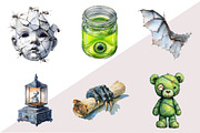 Watercolor Scary Halloween Clipart, an Illustration by Design Market (Thumbnail 3 of 3)