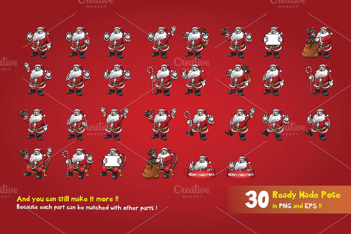 Santa Claus Mascot KIT, an Illustration by Diditpranata (Photo 3 of 5)