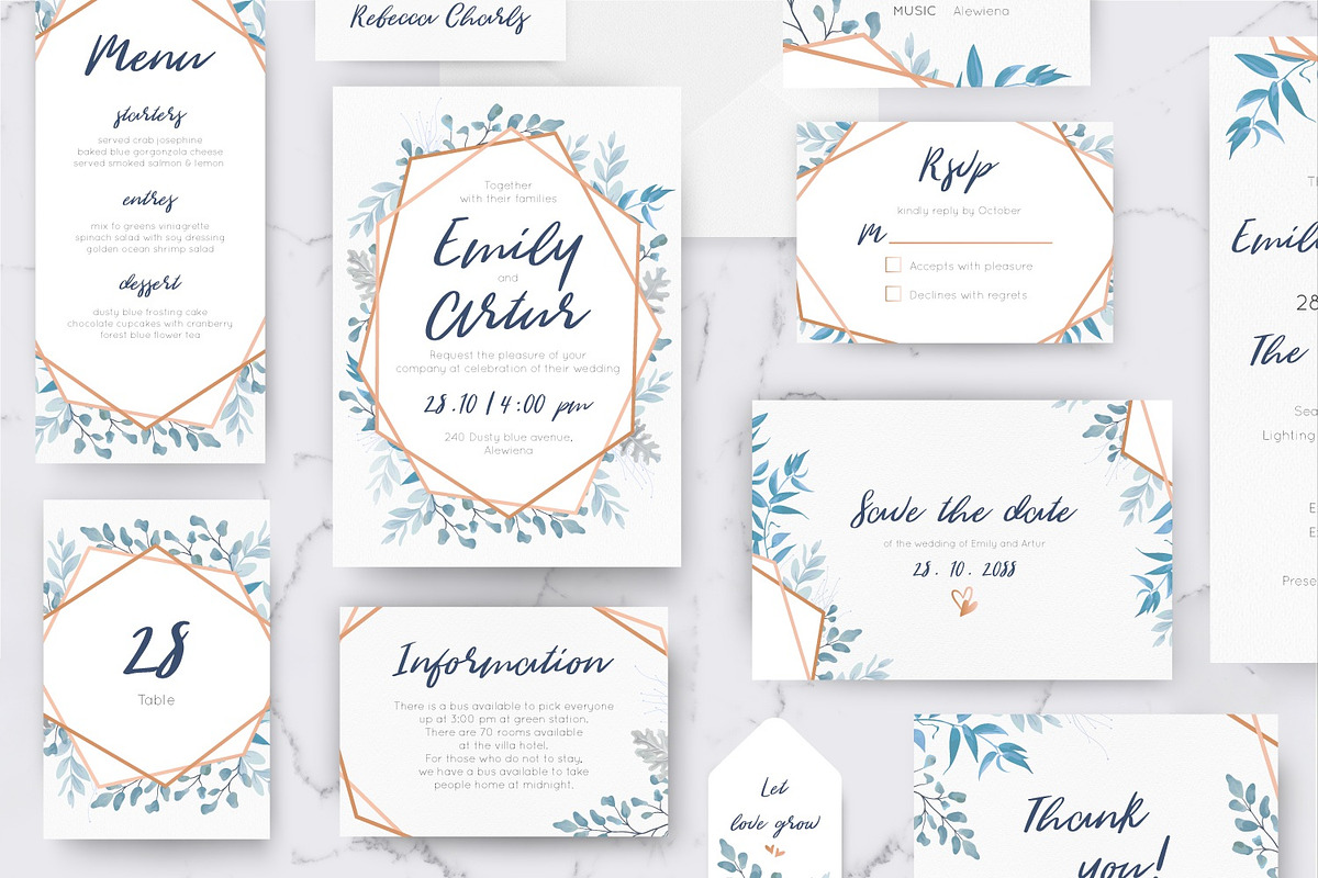Wedding collection - Dusty blue, an Invitation Template by Alewiena (Photo 9 of 9)