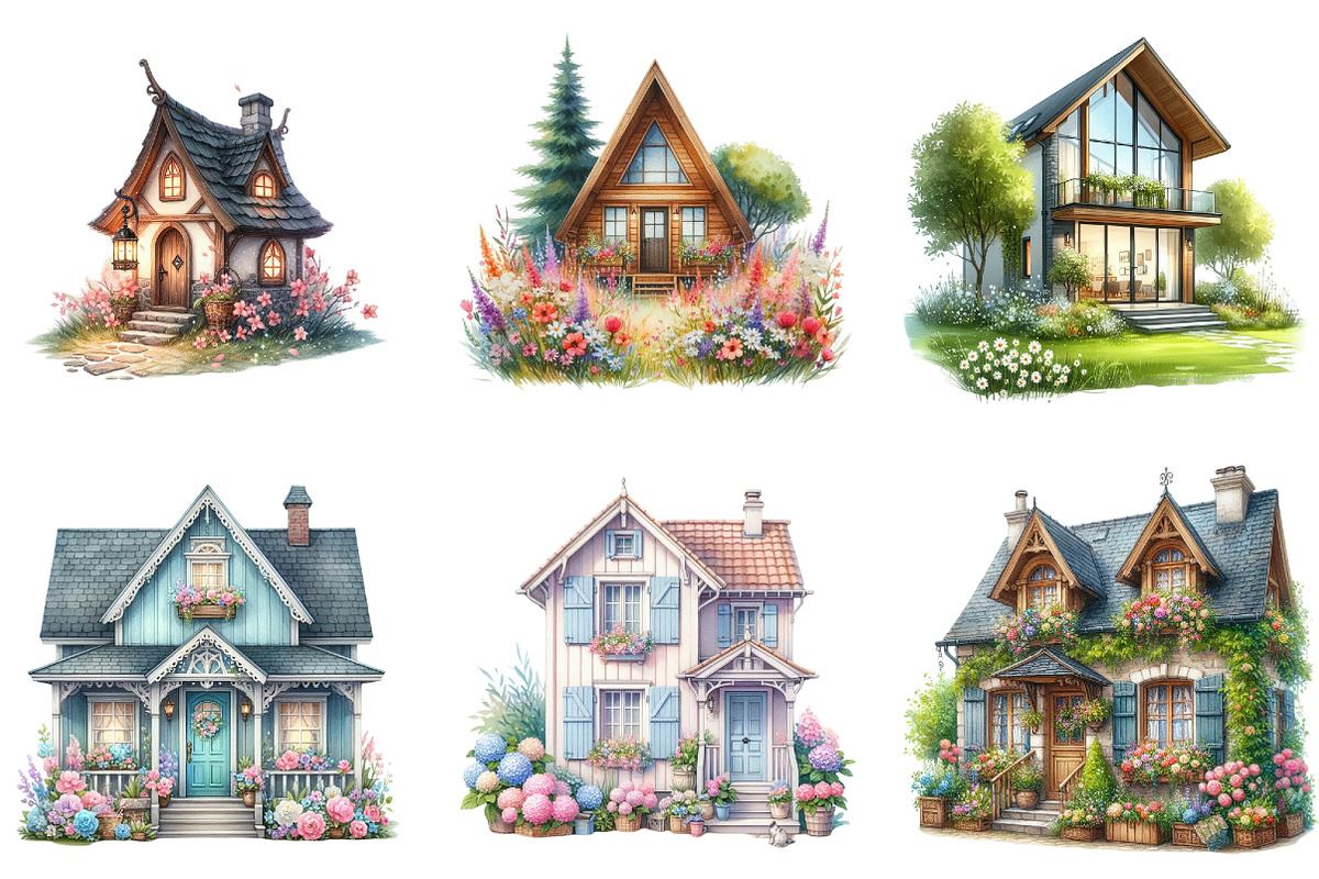Spring House Clipart Bundle, an Illustration by DreamArtGraphic (Photo 4 of 4)