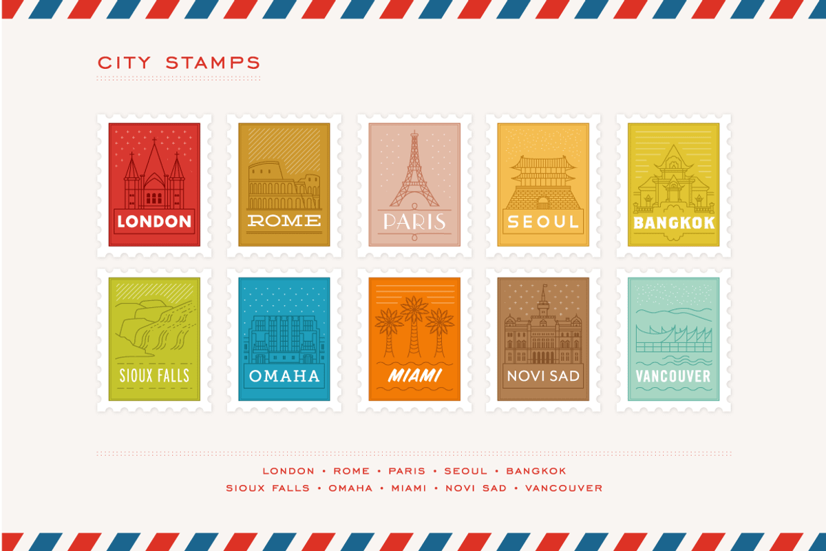 City Stamp Illustrations, an Illustration by Lemonly