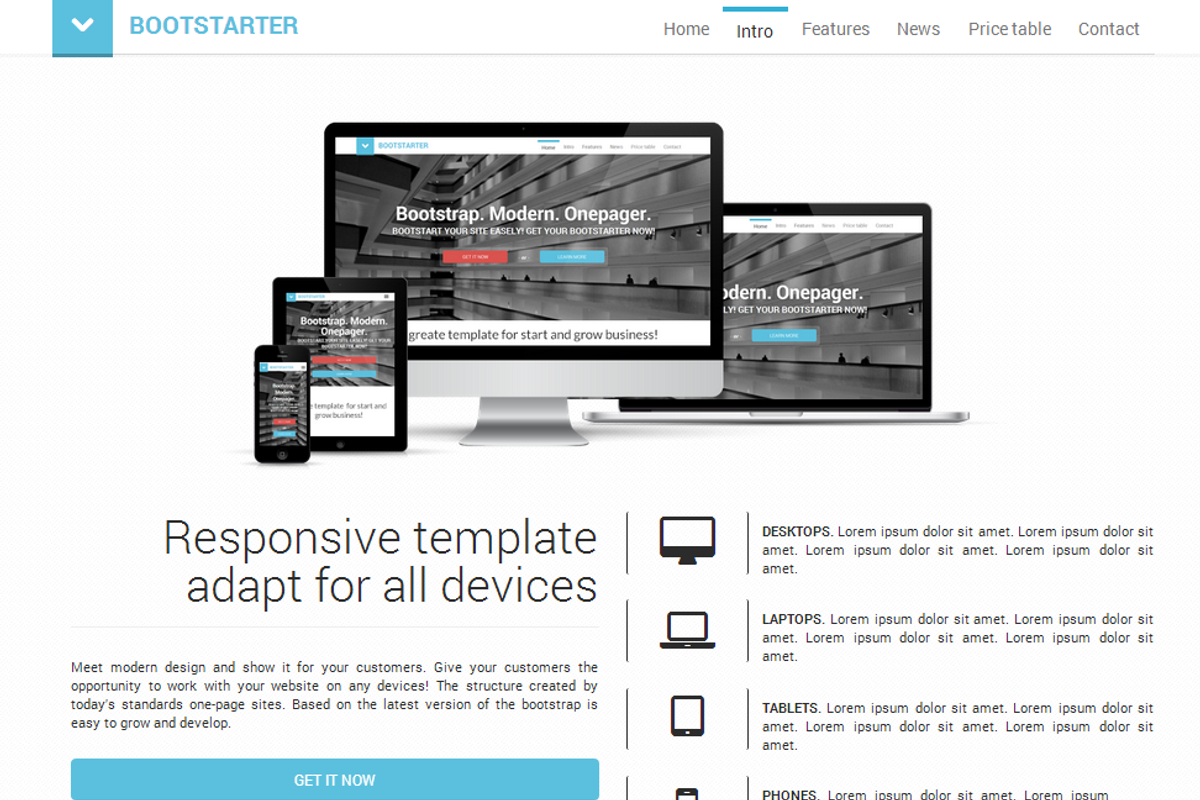 BootStarter one page parallax busine, a Landing Page Template by Bootstraptor (Photo 2 of 5)