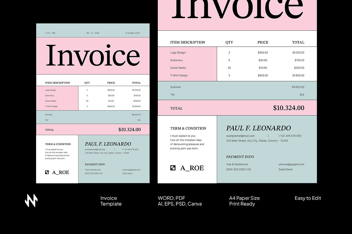 Soft Tone Invoice