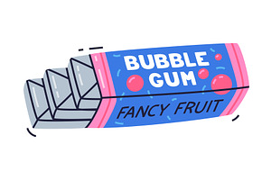 Blue Bubble Gum Package as Sweet, a Food Illustration by TopVectors