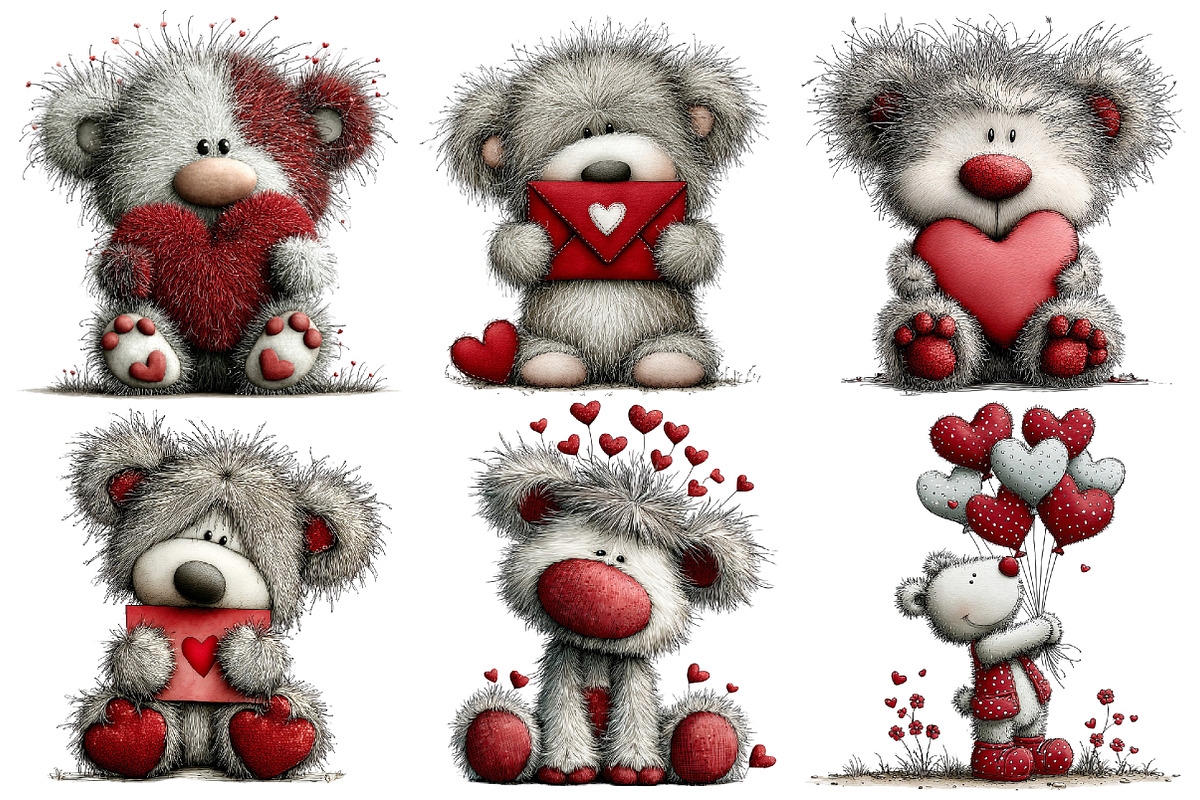 Valentine Teddy Clipart, an Illustration by Pixels.Craft (Photo 2 of 5)