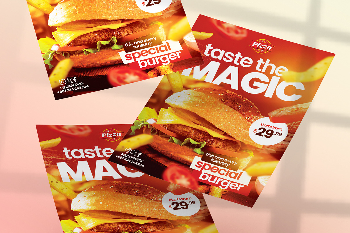 A4 Fast Food Promo Flyer Canva & PSD, a Flyer Template by Vintage Impressions (Photo 2 of 6)