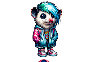 Cool Streetwear Opossum Clipart Set