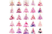 Pink Xmas Trees Clipart Bundle, an Illustration by Mashimara (Thumbnail 2 of 4)