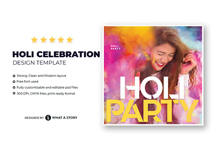 Holi Celebration  Flyer Template