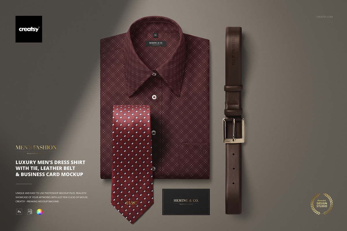 Men’s Dress Shirt Tie Card Mockup, an Apparel Mockup by Creatsy (Photo 1 of 5)