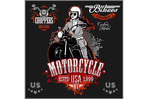 Beautiful girl on a motorcycle draw, a Person Illustration by Digital-Clipart