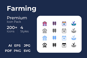 Farming creative icon set