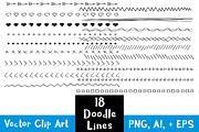 18 Hand Drawn Doodle Lines Set #2, an Illustration by The Digital Download Shop (Thumbnail 1 of 2)